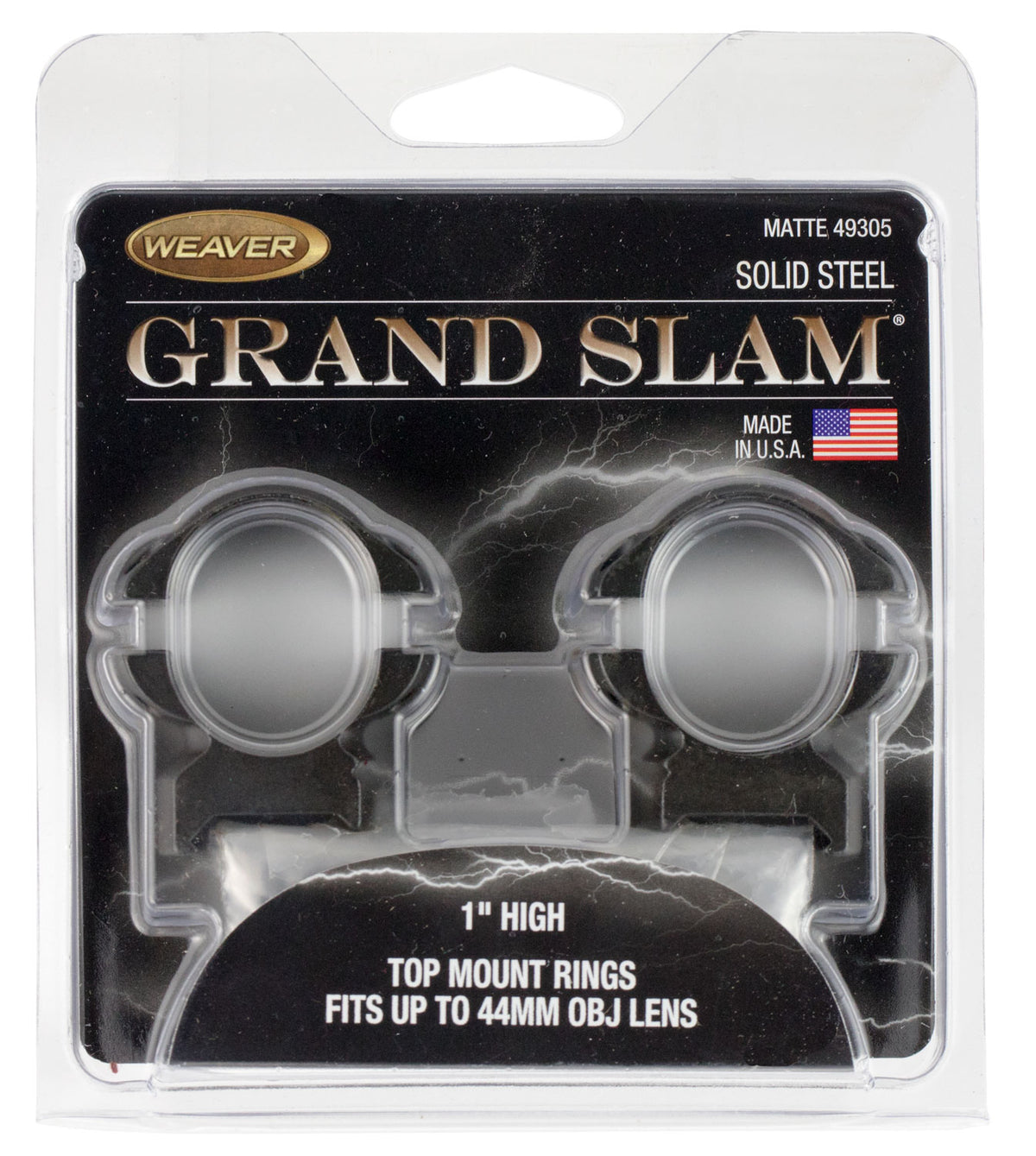 Weaver 49305 Grand Slam Rings Matte Black 1" High