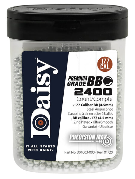 Daisy 980024446 PrecisionMax Premium .177 Caliber Zinc-Plated Steel BB 2400 Per Bottle