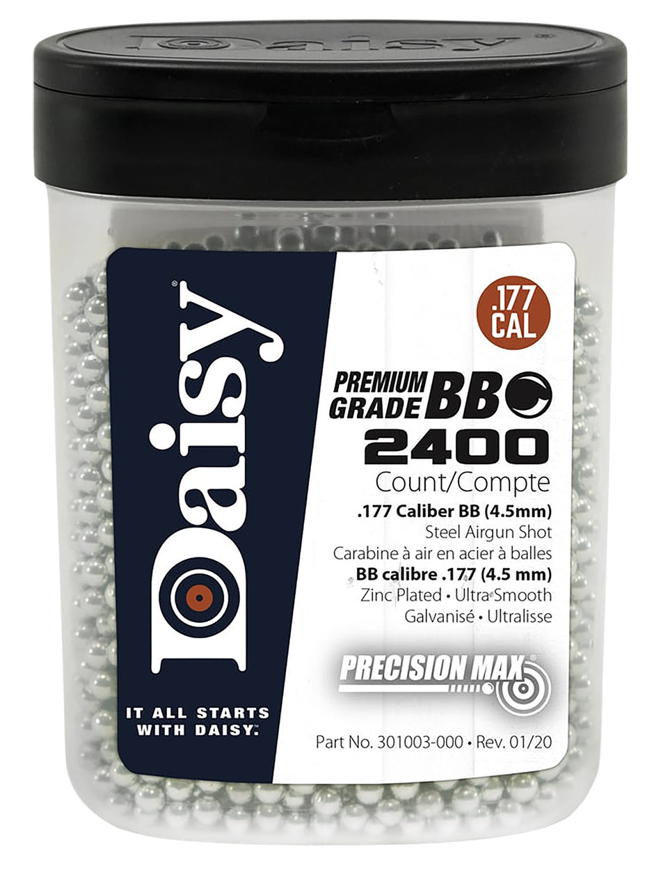 Daisy 980024446 PrecisionMax Premium .177 Caliber Zinc-Plated Steel BB 2400 Per Bottle