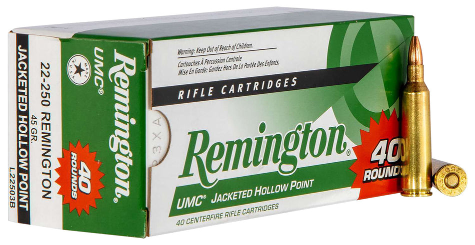 Remington .22-250 Remington 23769 UMC Value Pack Jacketed Hollow Point JHP 45 Grain