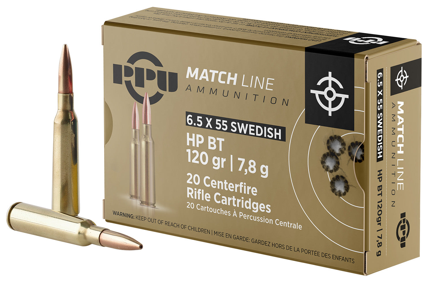 Prvi Partizan 6.5x55mm Swedish PPM6 Match Hollow Point Boat Tail HPBT 120 Grain