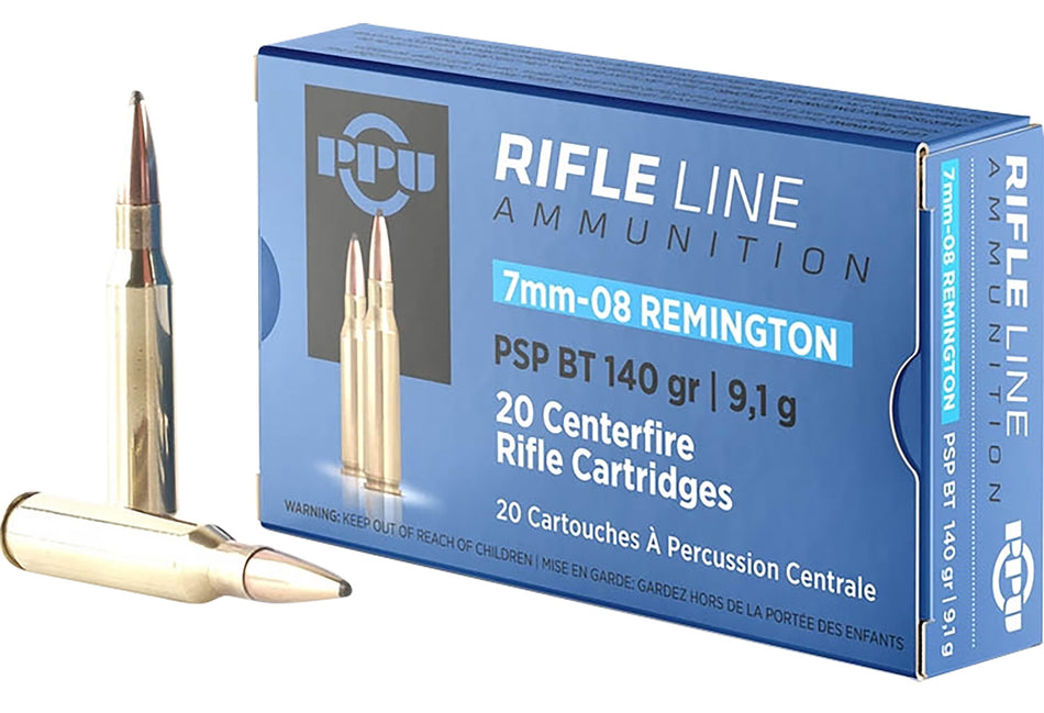 Prvi Partizan 7mm-08 Remington PP708 Metric Rifle Pointed Soft Point Boat Tail 140 Grain