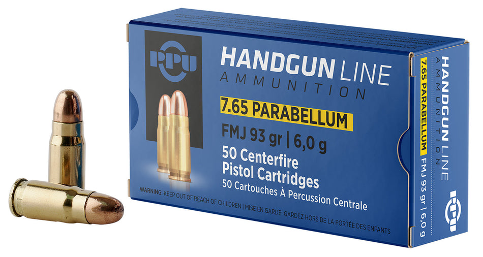 Prvi Partizan 7.65×21mm Parabellum PPH765P 8605003813231 Full Metal Jacket FMJ 93 Grain