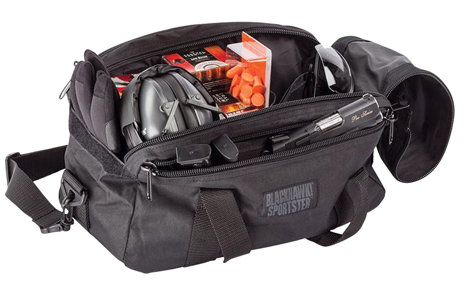 Blackhawk 74RB02BK Sportster Black 600D Polyester 2-Handgun Bag PVC Laminate Soft Interior