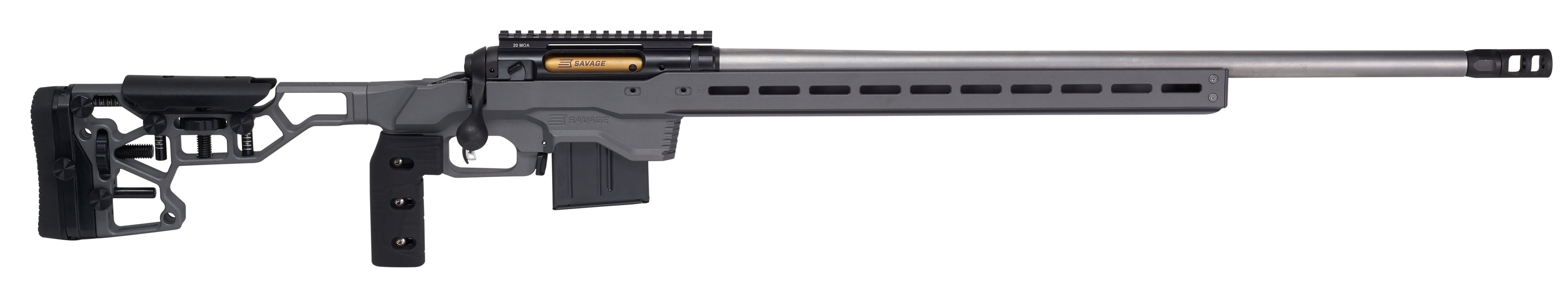 Savage Arms 57561 110 Elite Precision 300 PRC 30" 5+1 Matte Black/ Gray Cerakote/Black Polymer/Optic Ready *Self timing taper aligned muzzlebrake (Short Action Calibers Only)