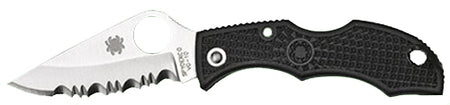 Spyderco Ladybug 3 LBKS3 1.94" Serrated Modified Clip Point VG-10 Stainless Blade Black FRN Handle Folding Knife