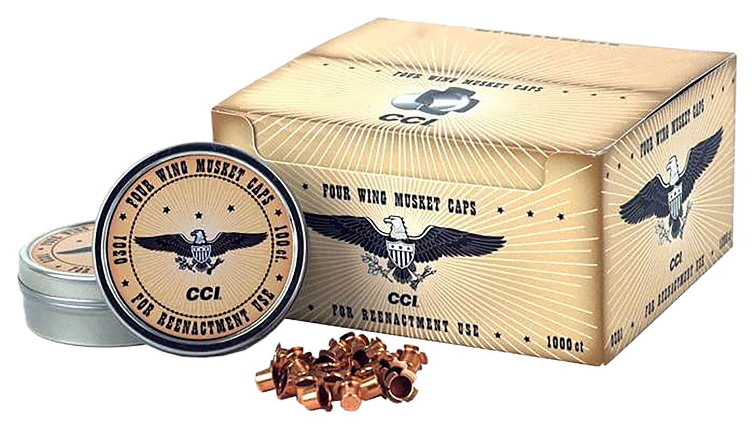 CCI 301 Brass Four Wing Musket Caps for Black Powder Firearms 1000/Box