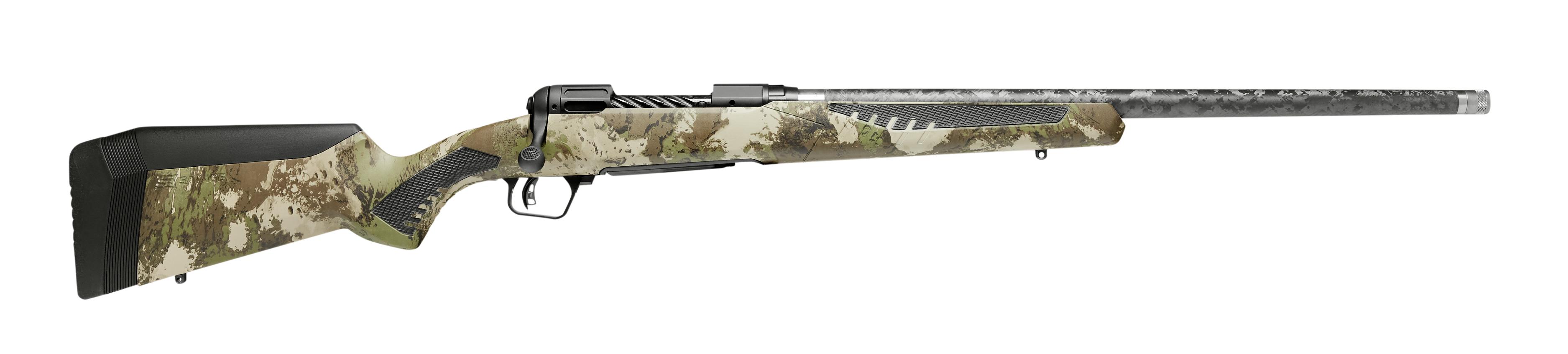 Savage Arms 58018 110 UltraLite 6.5 Creedmoor 4+1 22" Threaded Carbon Fiber Wrapped Barrel, Black Melonite Rec, Woodland Camo AccuStock with AccuFit