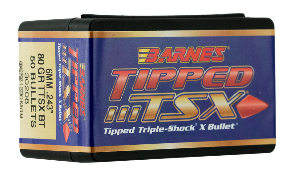 Barnes Bullets Tipped TSX 6mm 80gr Boat Tail 50-Count Box
