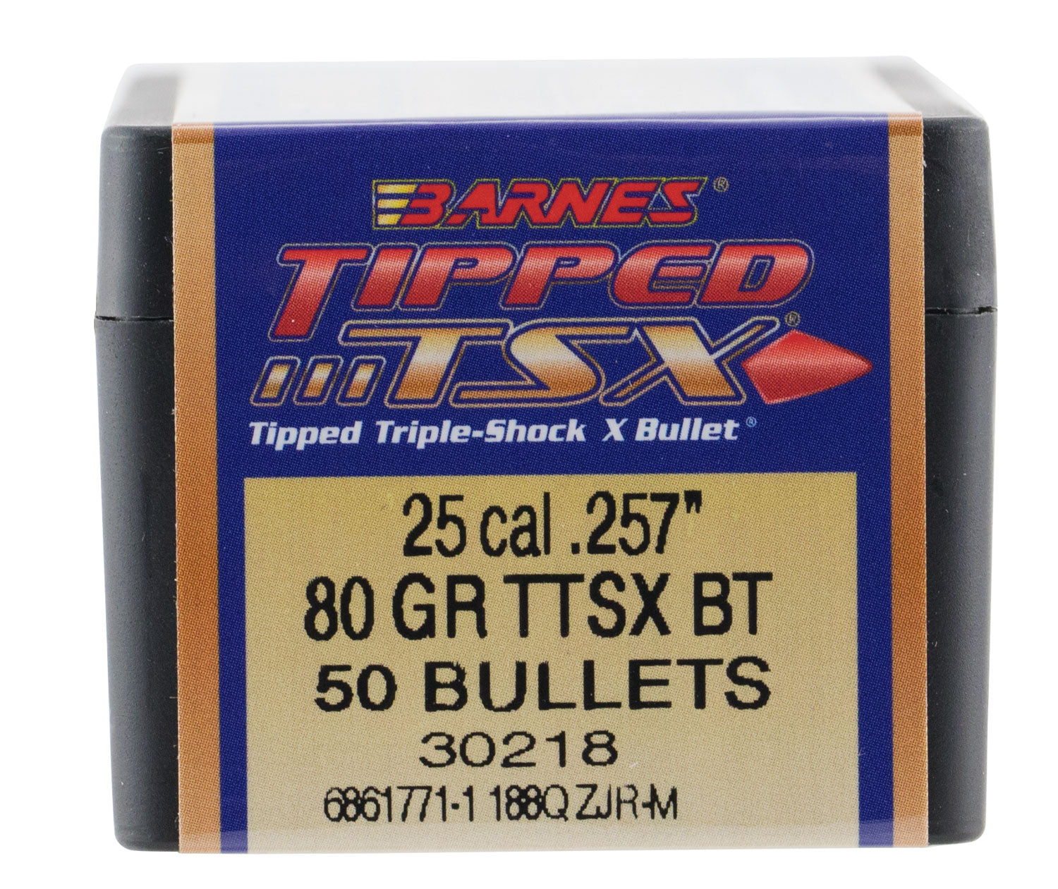 Barnes Bullets Tipped TSX 25 Caliber 80gr Boat Tail 50-Count Box