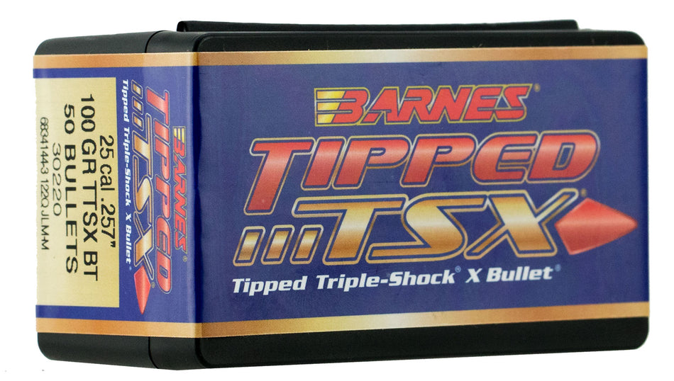 Barnes Bullets Tipped TSX 25 Caliber 100gr Boat Tail 50-Count Box
