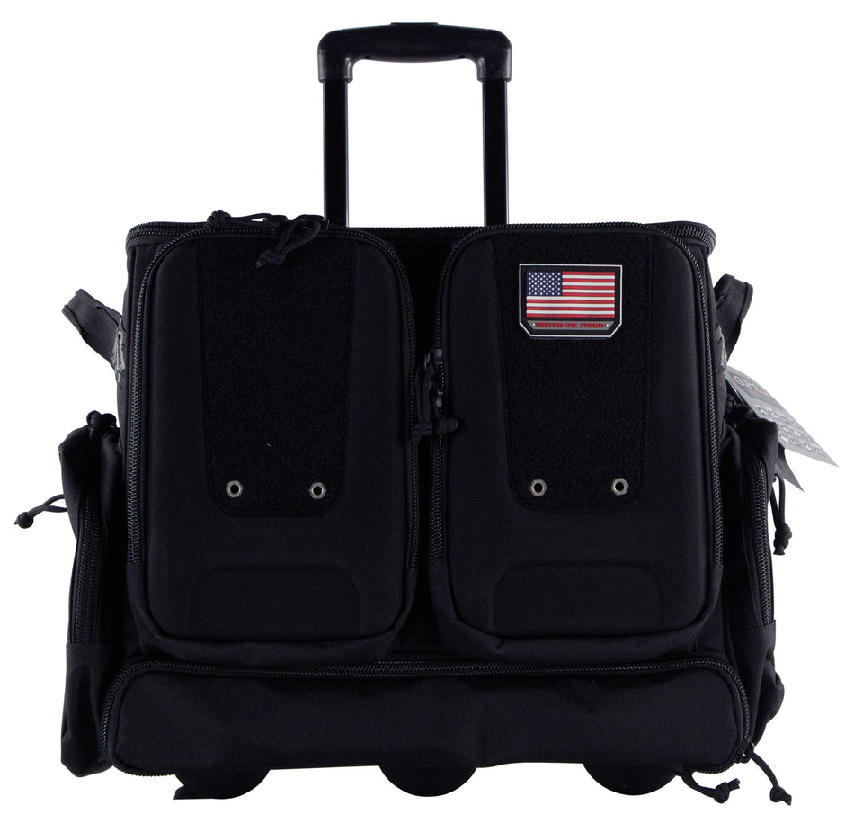GPS Bags T2112ROBB Black Tactical Rolling Range Bag 1000D Nylon Foam Cradle Holds 6 Handguns Plus 4 More