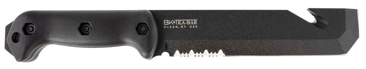 Ka-Bar BK3 Becker Tac Tool Fixed Blade 7" Part Serrated 1095 Cro-Van, Chisel & Wire Cutter, Black Ultramid Handle