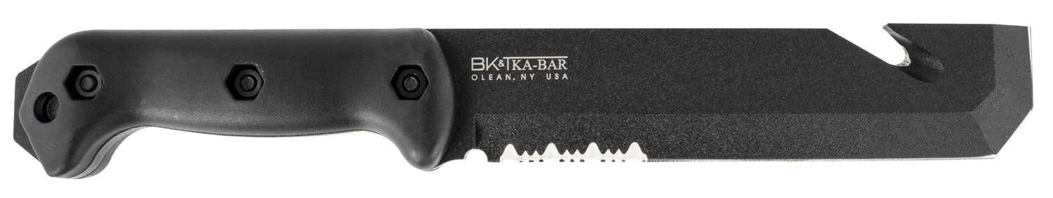 Ka-Bar BK3 Becker Tac Tool Fixed Blade 7" Part Serrated 1095 Cro-Van, Chisel & Wire Cutter, Black Ultramid Handle