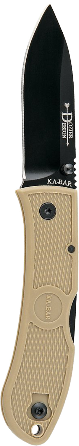Ka-Bar 4062CB Dozier Folding Hunter 3" Plain AUS-8A SS Blade, Coyote Brown Zytel Handle & Pocket Clip