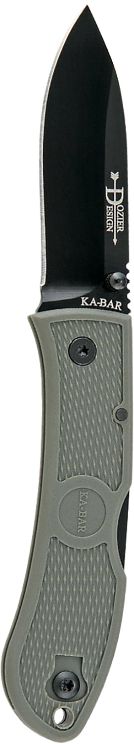 Ka-Bar 4062FG Dozier Folding Hunter 3" Plain AUS-8A SS Blade, Foliage Green Zytel Handle & Pocket Clip