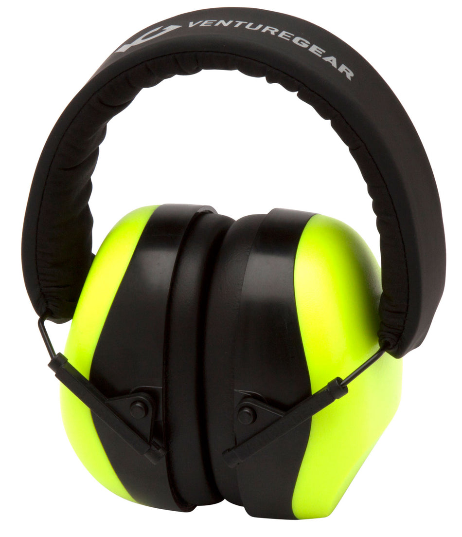 Pyramex Venture Gear V80 Foam Muff 26 dB NRR Over-the-Head Orange Lime/Black with Earplugs 1 Pair
