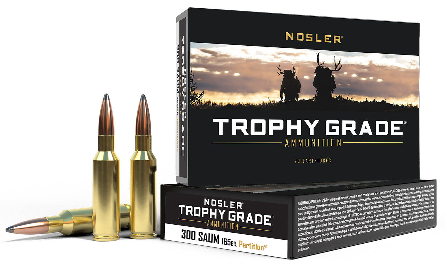 Nosler .300 Rem SAUM 60061 Trophy Grade Nosler Spitzer Partition 165 Grain