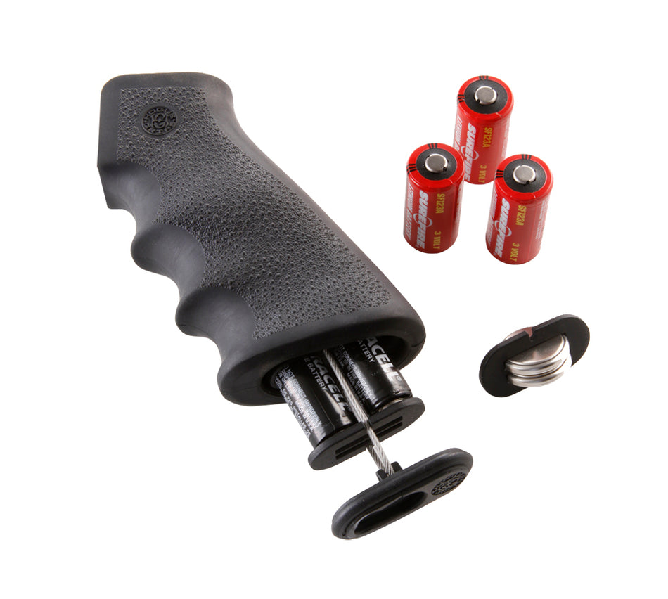 Hogue 15010 AR-15/M16 Black Rubber OverMolded Grip with Finger Grooves and Battery Storage