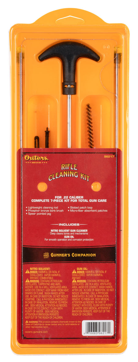 Outers Aluminum Rod .22 Caliber Rifle Cleaning Kit with Bronze Bore Brush