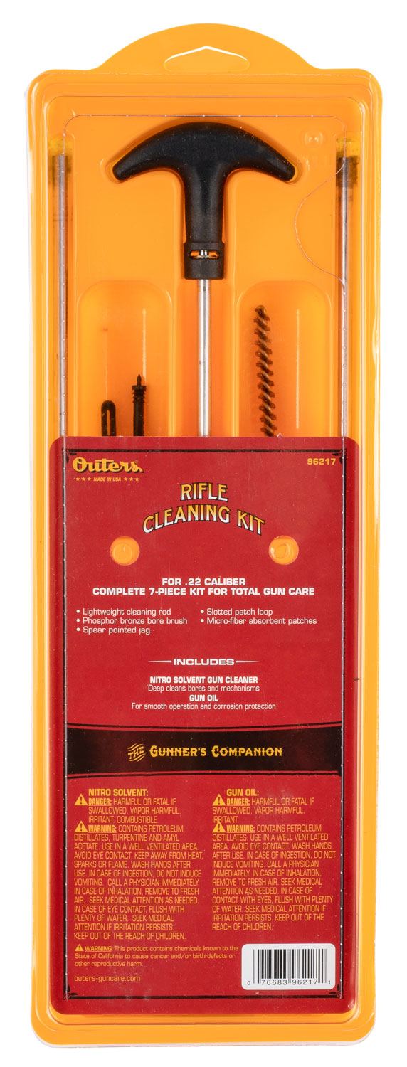 Outers Aluminum Rod .22 Caliber Rifle Cleaning Kit with Bronze Bore Brush