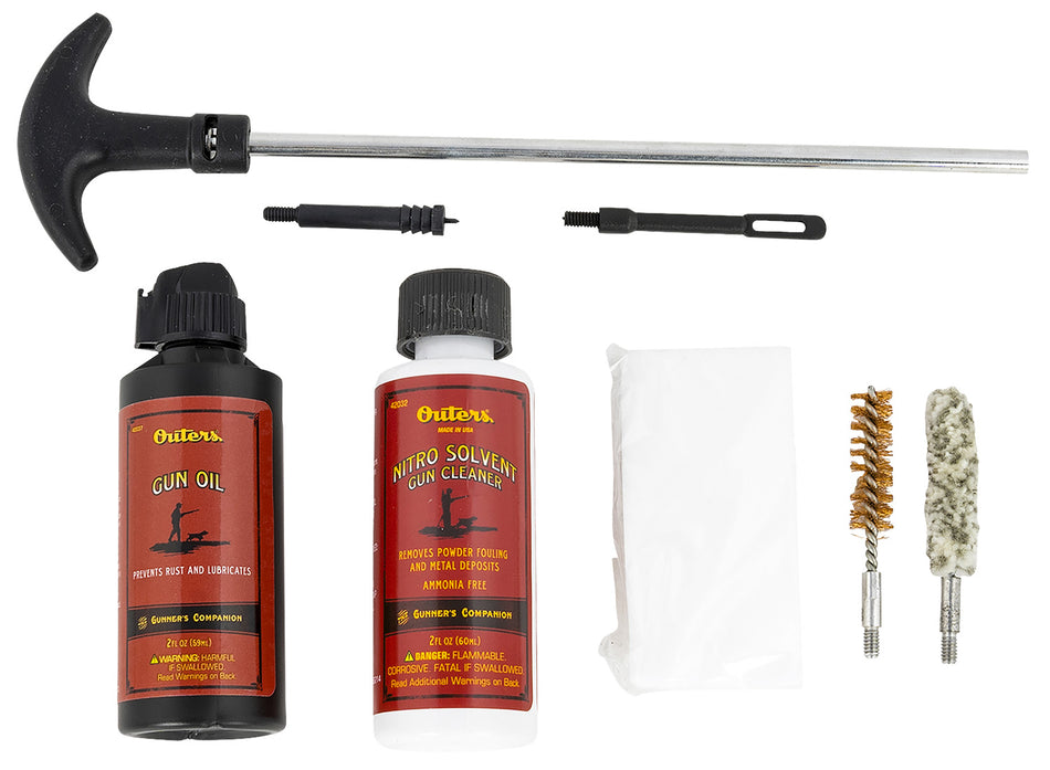 Outers Aluminum Rod .38 Cal and 9mm Pistol Cleaning Kit with Bore Brush