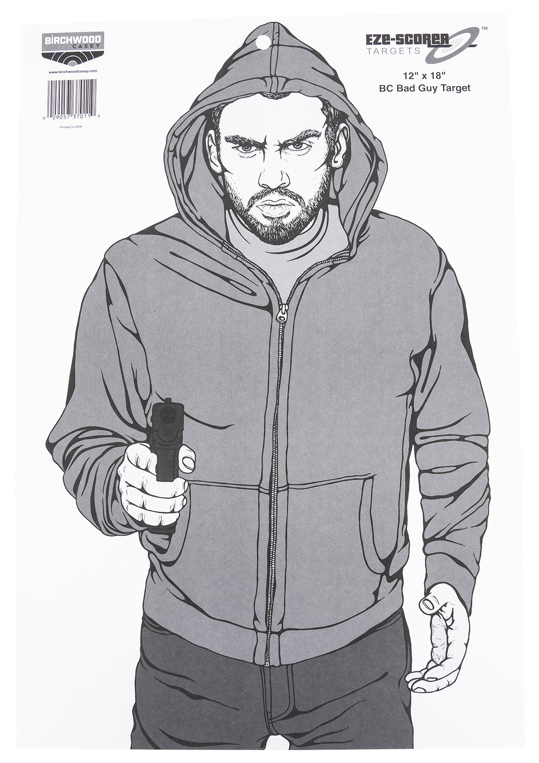 Birchwood Casey 37011 EZE-Scorer Bad Guy Silhouette Paper Hanging Target 12"x18" 100 Pack