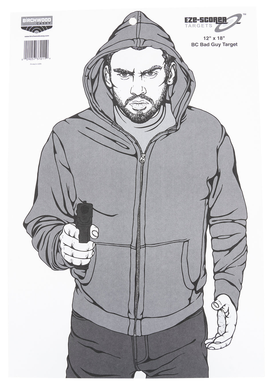 Birchwood Casey 37011 EZE-Scorer Bad Guy Silhouette Paper Hanging Target 12"x18" 100 Pack