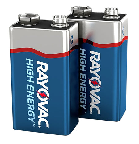Rayovac 9V High Energy Alkaline Battery Pack 9 Volts 2 Count