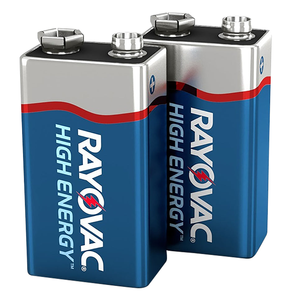 Rayovac 9V High Energy Alkaline Battery Pack 9 Volts 2 Count