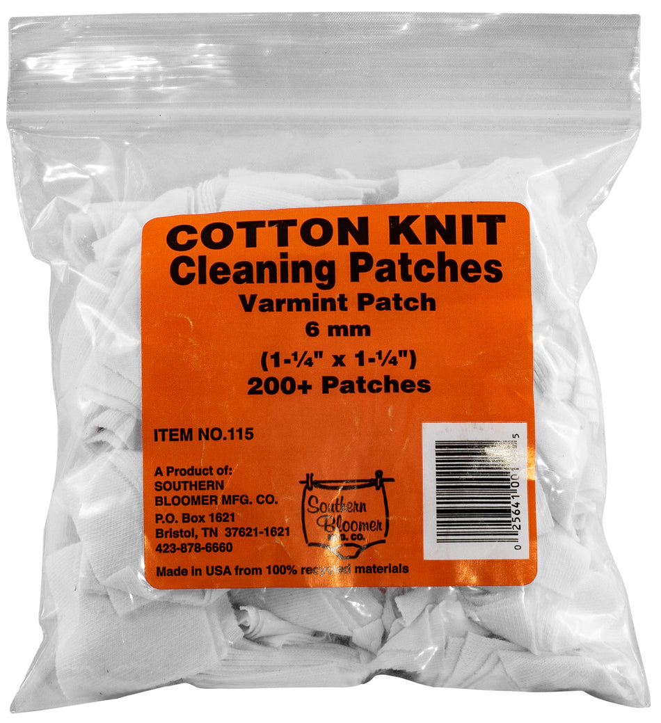 Southern Bloomer 115 6mm Caliber Cotton Lint-Free Firearm Cleaning Patches 200 Pack