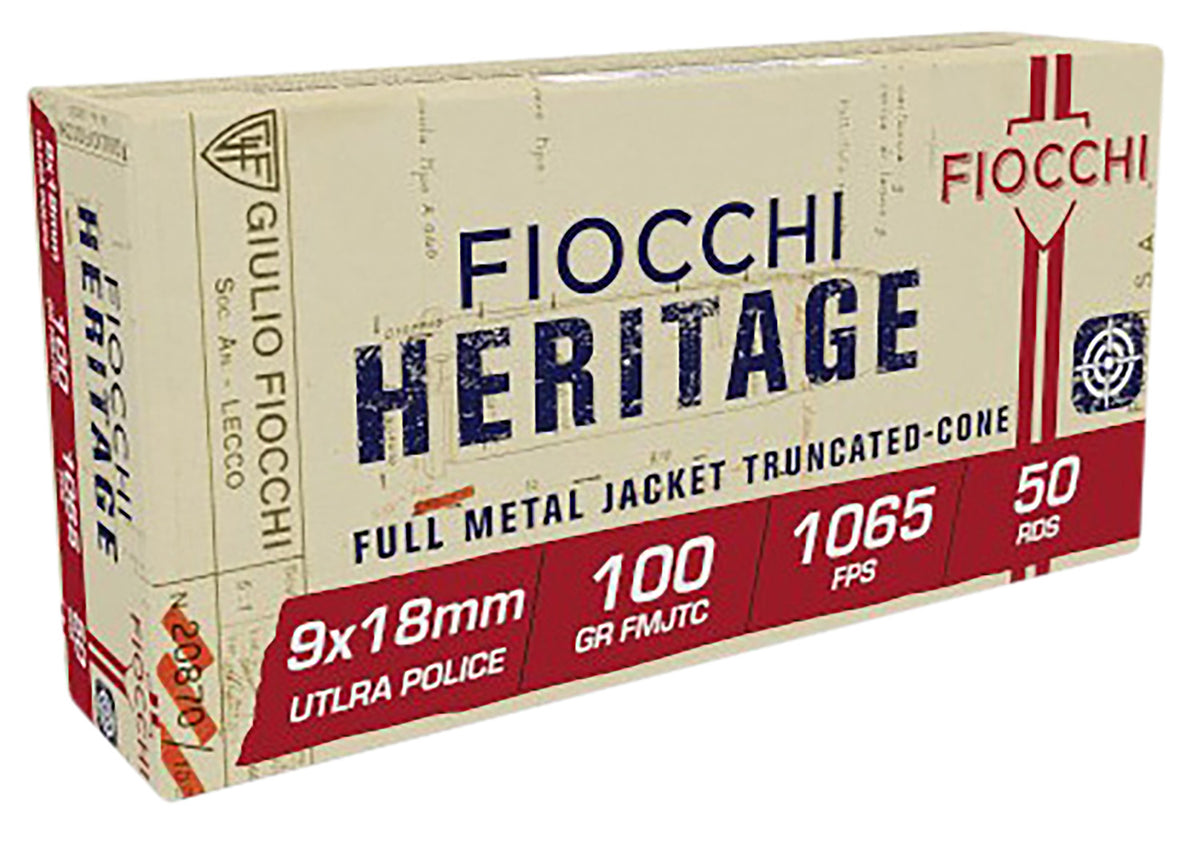 Fiocchi 9x18mm Ultra 9X18 Heritage Full Metal Jacket Truncated Cone 100 Grain