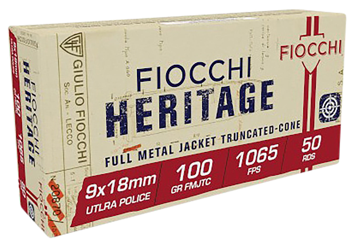 Fiocchi 9x18mm Ultra 9X18 Heritage Full Metal Jacket Truncated Cone 100 Grain