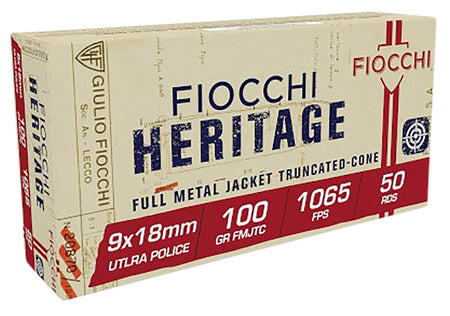 Fiocchi 9x18mm Ultra 9X18 Heritage Full Metal Jacket Truncated Cone 100 Grain