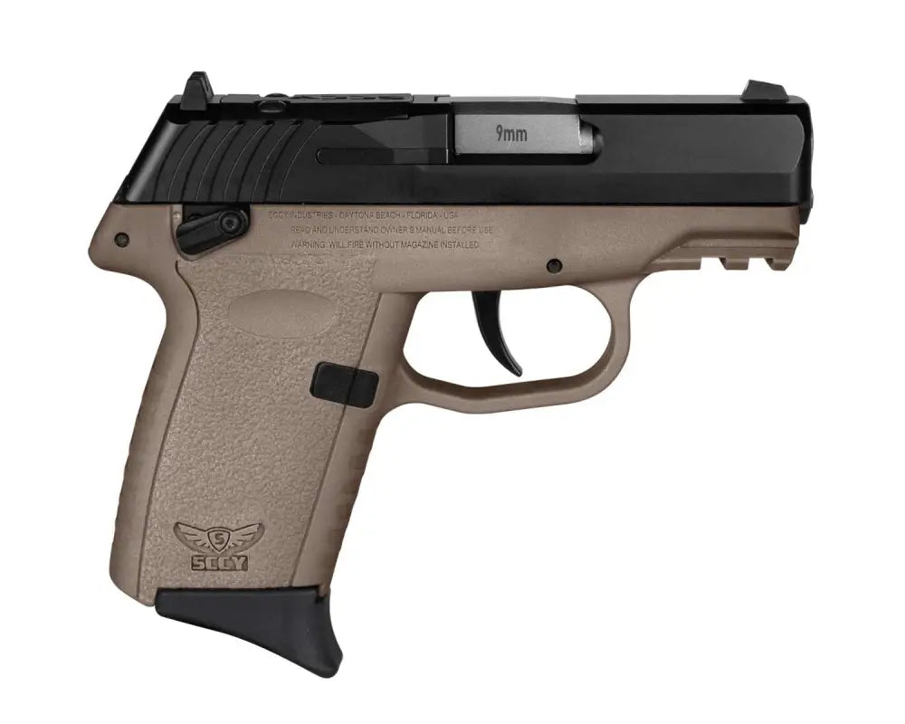 SCCY CPX1 9mm Pistol, Black Slide/FDE Grip, Manual Safety