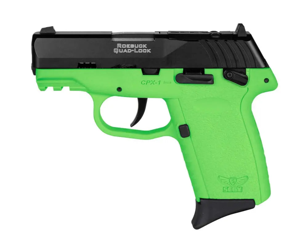 SCCY CPX1CBLGRDRG3 9mm Pistol - Black/Lime Grip, Manual Safety