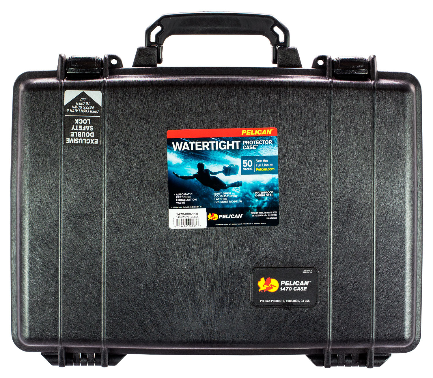 Pelican Protector Laptop Case 1470000110 Black Polymer 16" Interior Lockable