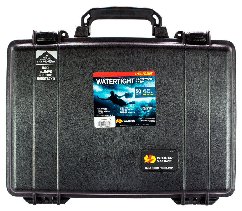 Pelican Protector Laptop Case 1470000110 Black Polymer 16" Interior Lockable