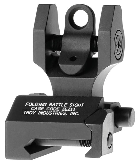 Troy Ind Folding Rear BattleSight Round Aperture Black Hardcoat Anodized for AR-15 Flat Top