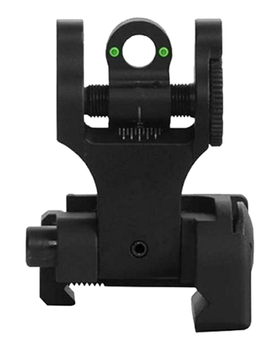 Troy Ind Tritium Folding Rear BattleSight Round Aperture Black Anodized for AR-15 Flat Top