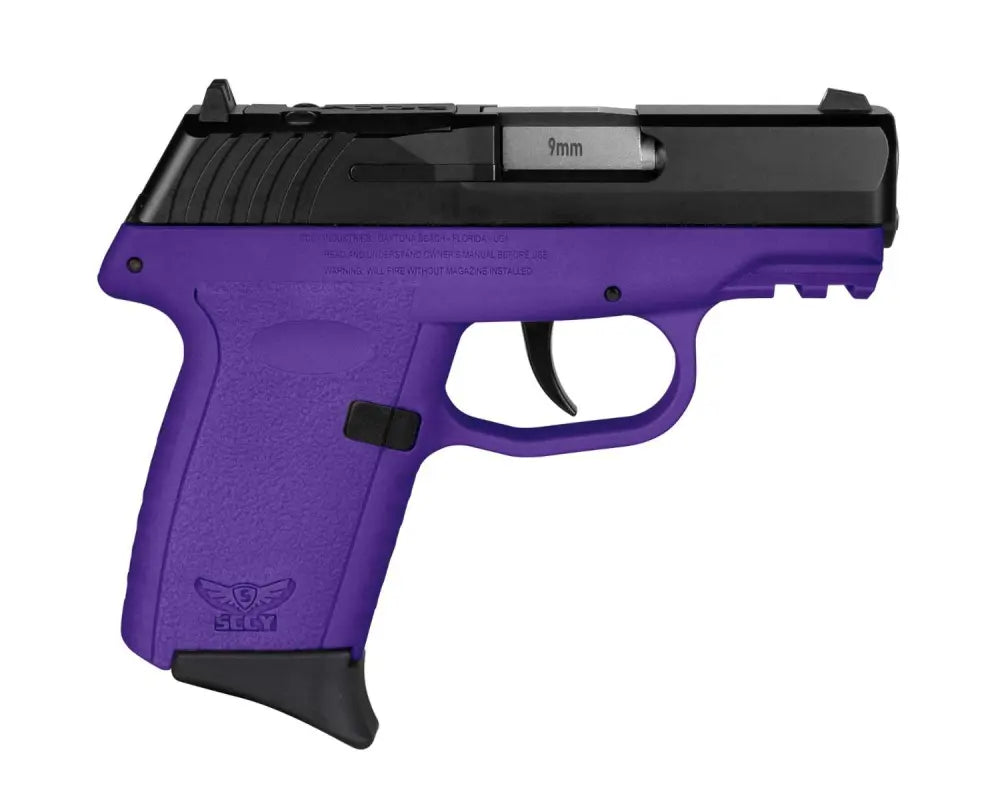 SCCY CPX2CBPURDRG3 9mm Pistol - Black/Purple Grip, No Safety