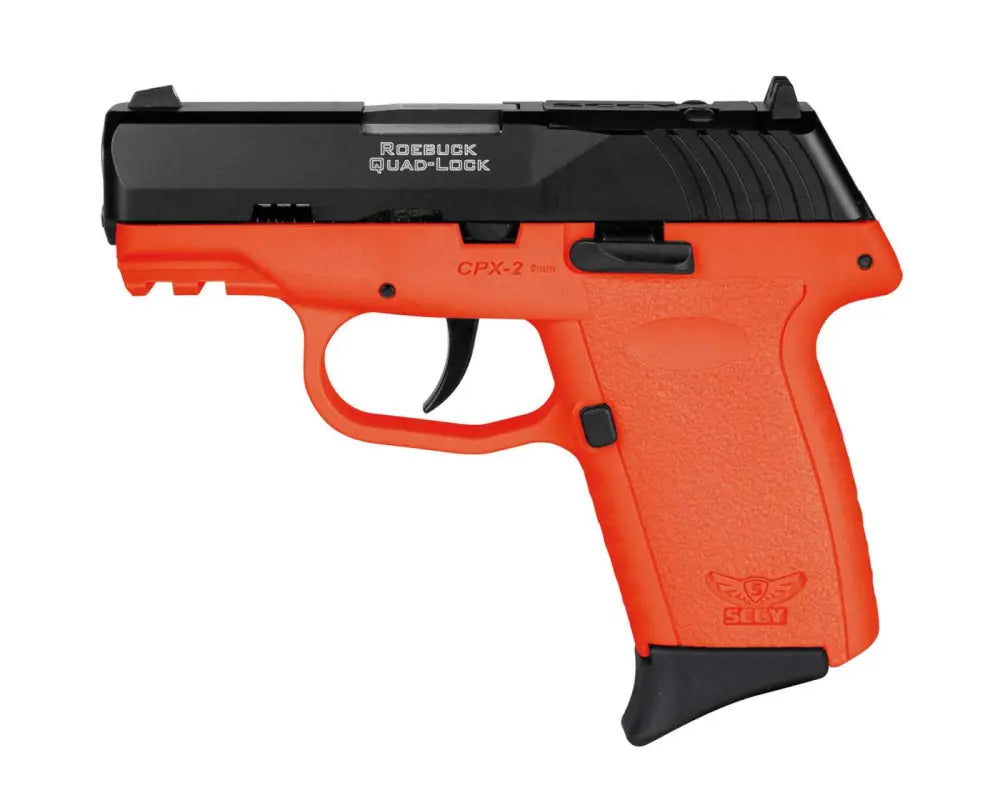 SCCY CPX2CBORRDRG3 9mm Pistol - Black/Orange Grip, No Safety