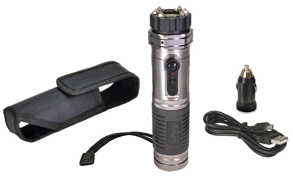 Zap ZAPL Stun Gun/Flashlight Combo 1 Million Volt Silver Range of Contact