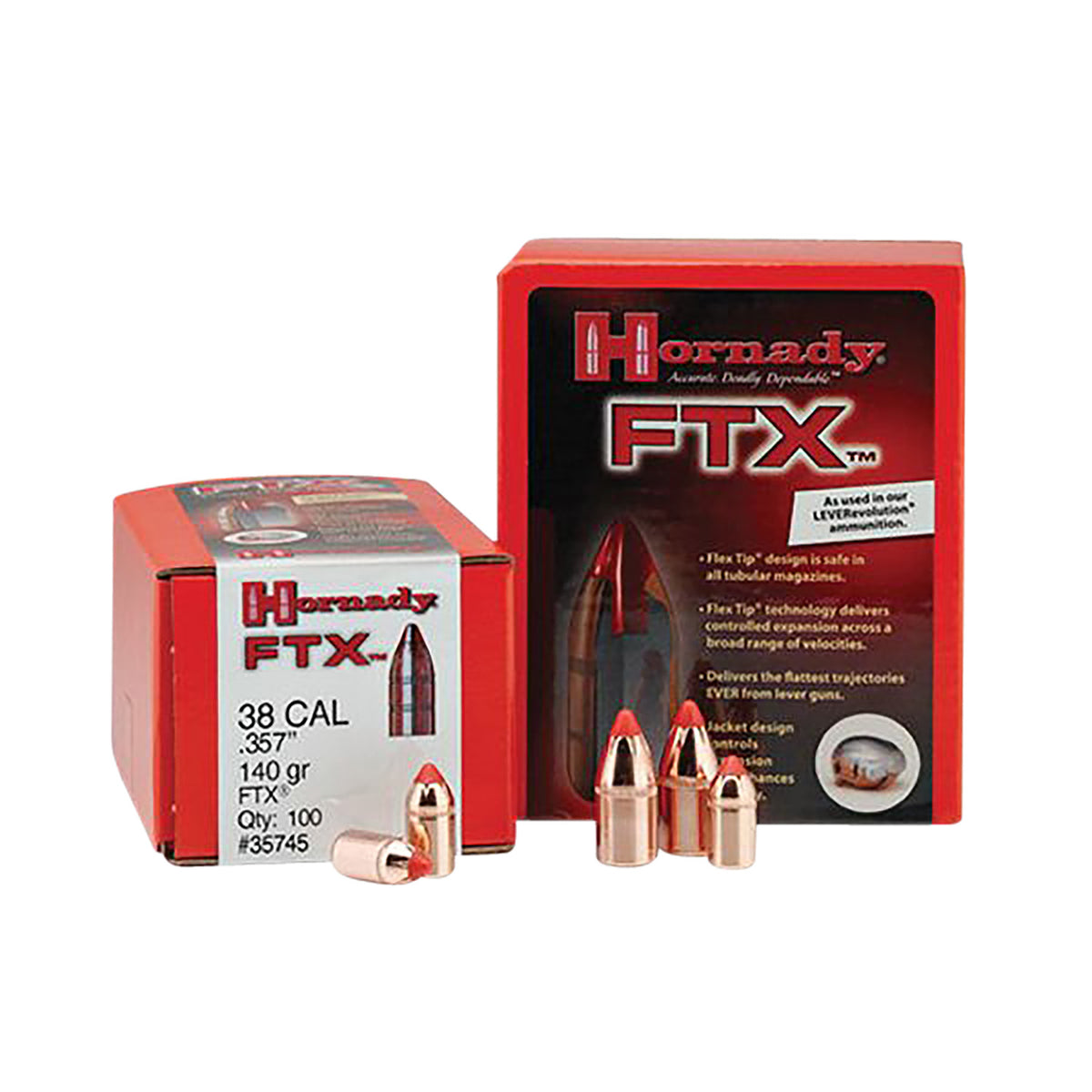 Hornady FTX .357 140 gr Expanding InterLock Handgun Bullet 100 Per Box