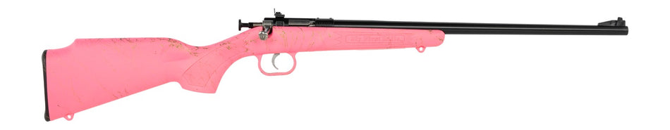 Crickett KSA2341 My First Rifle Gen2 .22 LR Single-Shot 16.13" Blued Barrel, Pink w/Gold Webbing Synthetic Stock