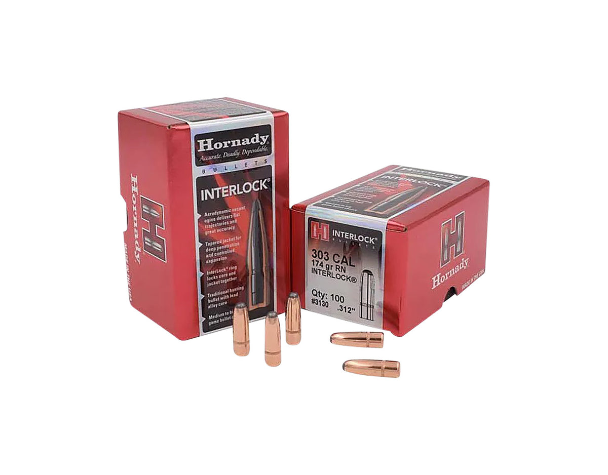 Hornady InterLock .312 174 gr Traditional Lead Tip Rifle Bullet 100 Per Box