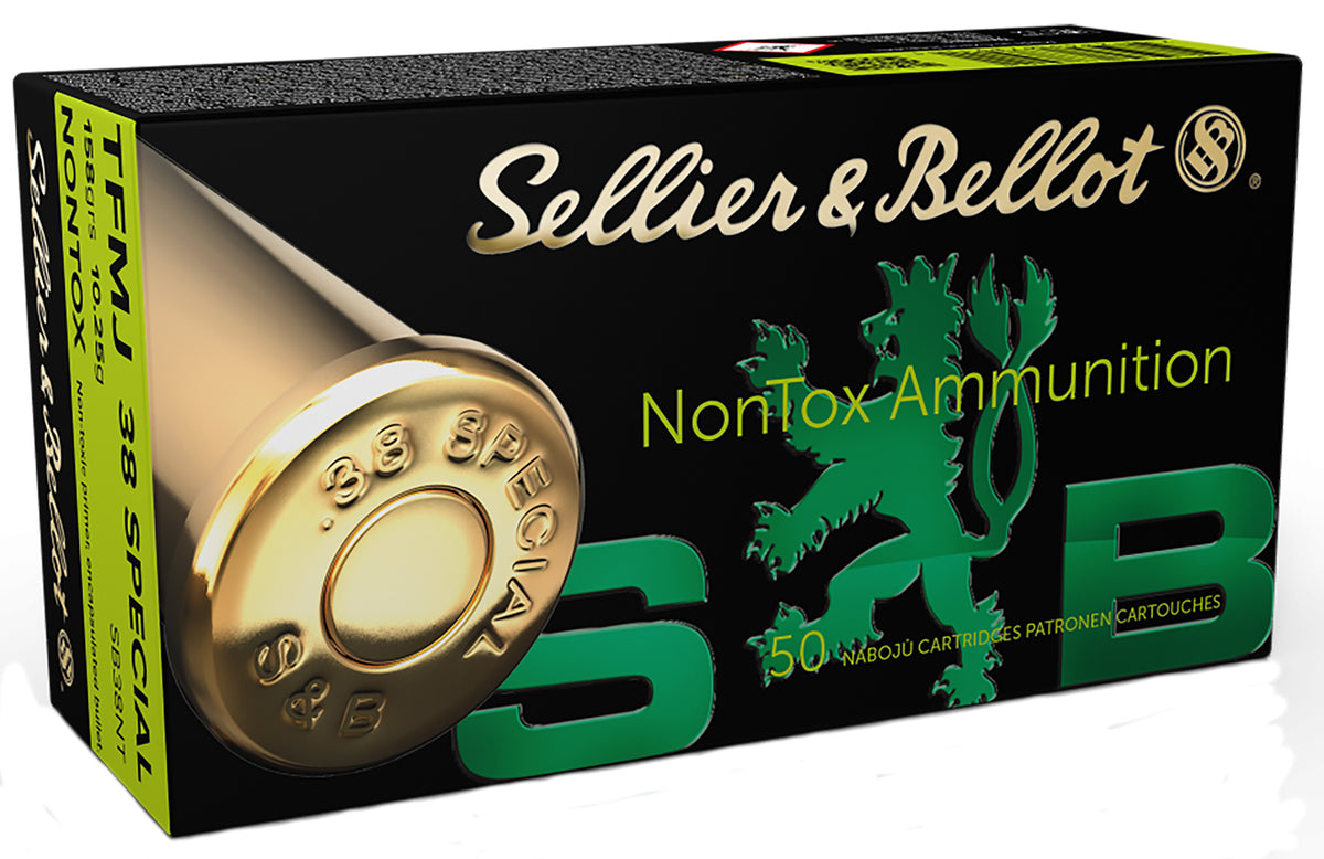 Sellier & Bellot (S&B) .38 Special SB38NT Handgun Non-Tox Total Full Metal Jacket 158 Grain