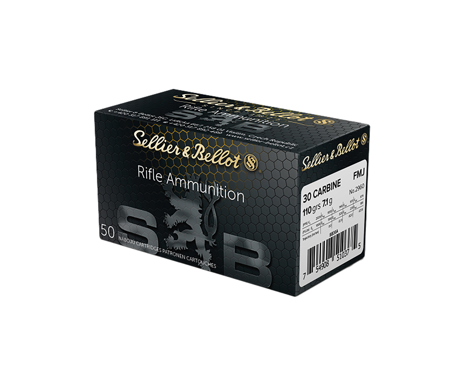 Sellier and Bellot .30 Carbine Rifle Ammo  Full Metal Jacket FMJ 110 grain 