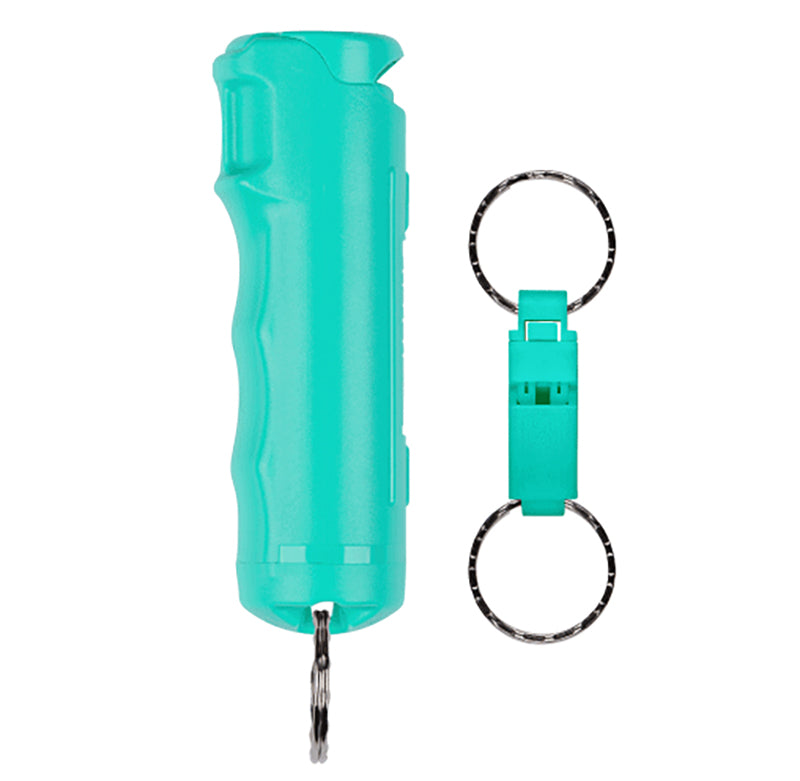 SABRE Mint Matte Pepper Gel, 25 Bursts, Quick Release Whistle Keychain, 0.54oz