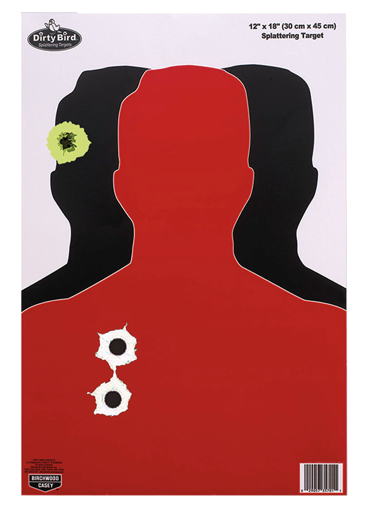 Birchwood Casey 35708 Dirty Bird Silhouette III 12"x18" Pistol Hanging Splatter Target 8 Pack
